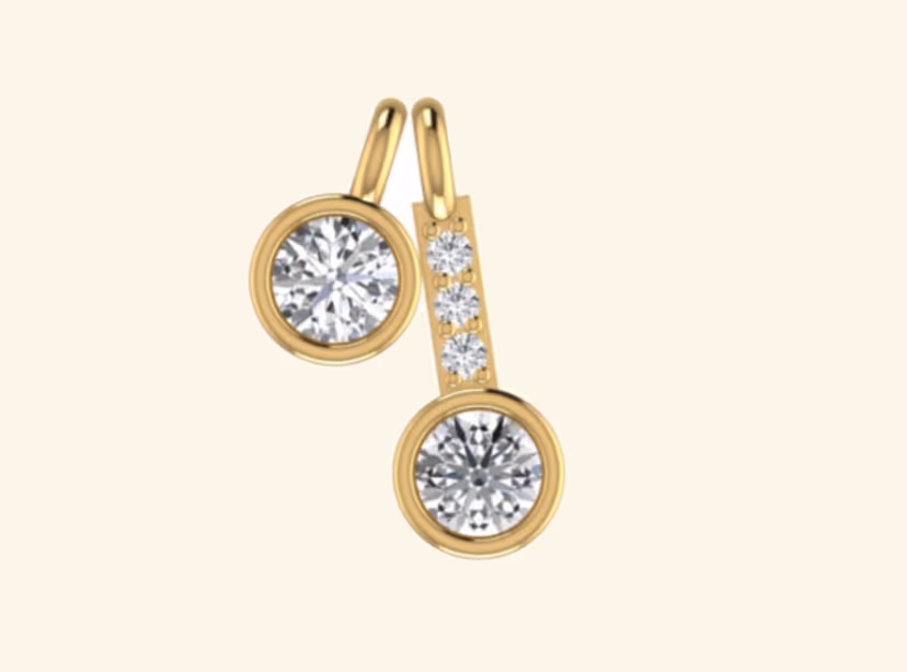 Twin bezel-rounds connected by a three-stone vertical channel bar mangalsutra centerpiece.