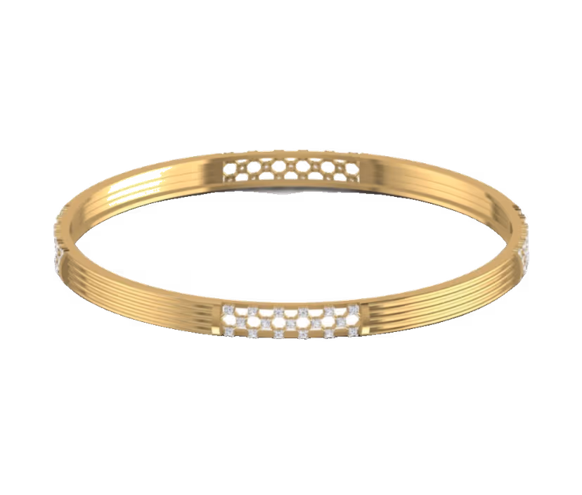 Block-Set Diamond Bangle
