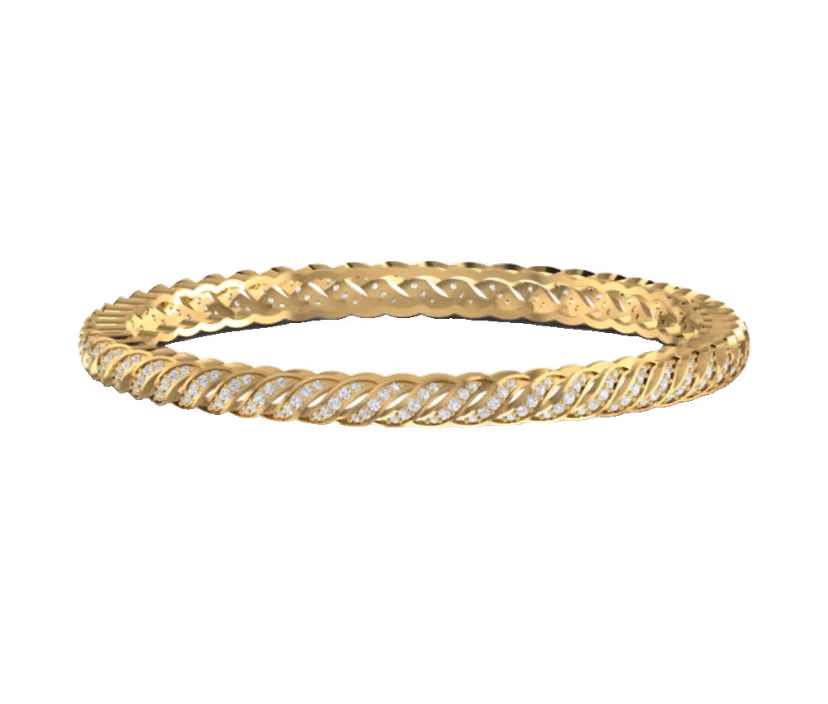 Rope-Twist Diamond Bangle