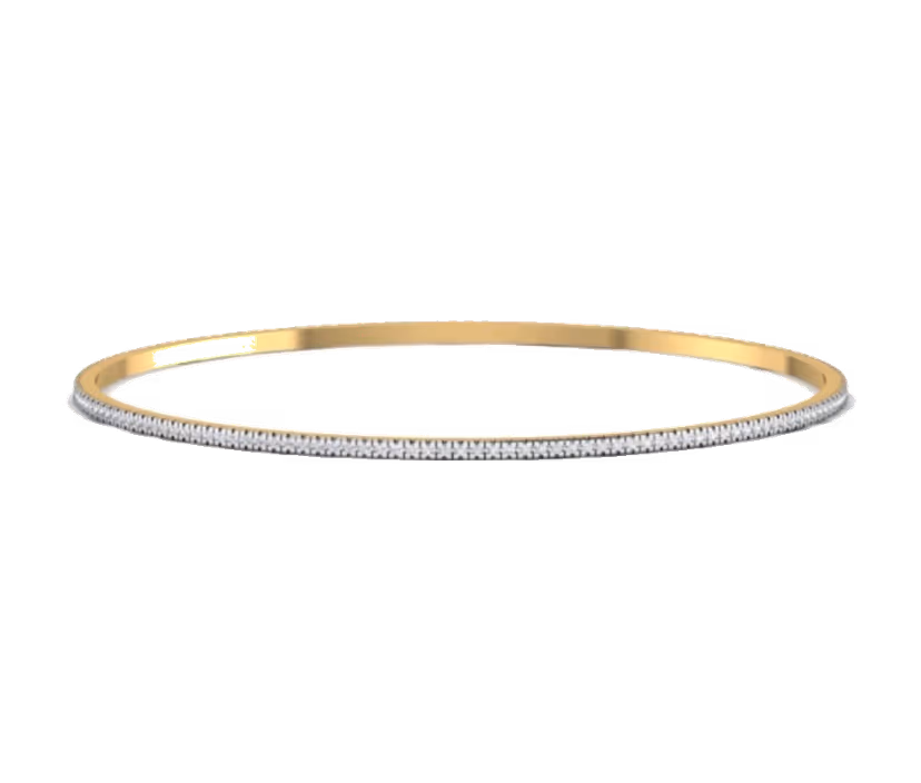Ultra-slim gold bangle with a clean continuous diamond line.