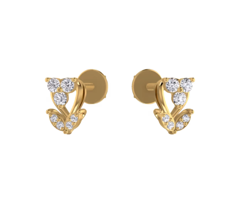 Pavé-set diamond stud earrings with halo silhouette.