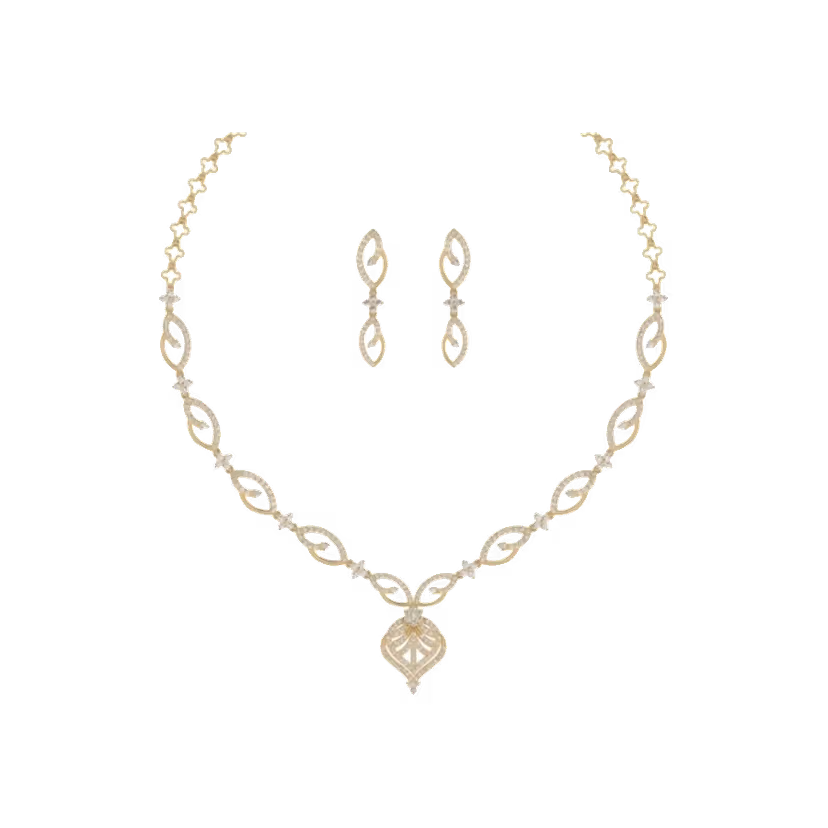 Petal-edge diamond necklace with delicate side detailing.