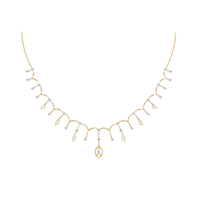 V-shaped petal diamond necklace, lightweight everyday-bridal.
