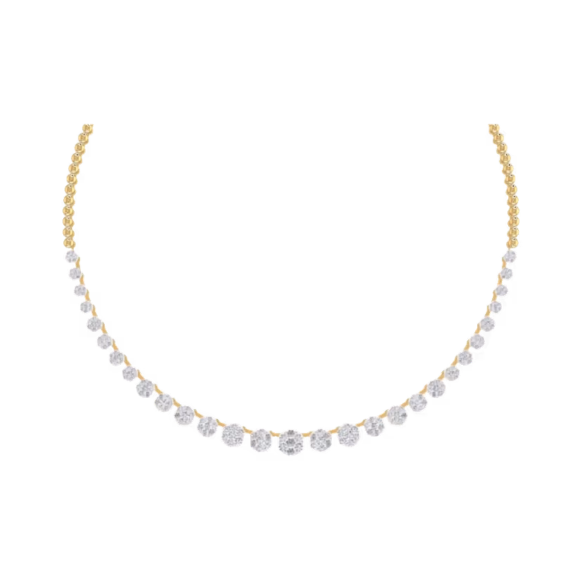 Full diamond strand necklace, continuous round-cut pavé.