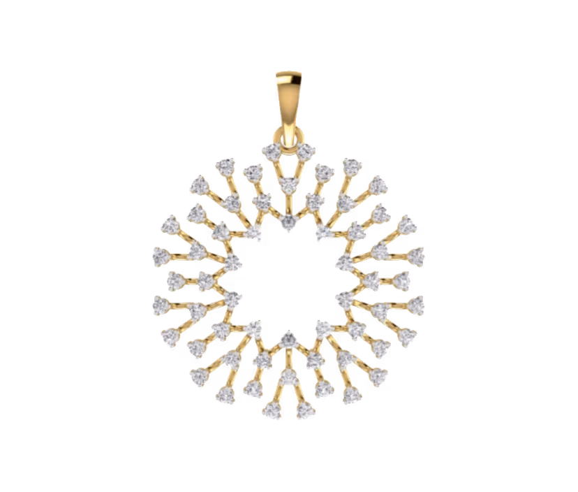 Sunburst pavé pendant with linear diamond rays.