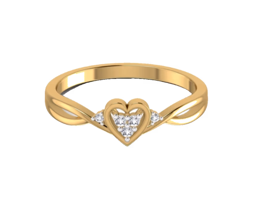 Heart-cluster diamond ring with split-shank silhouette.