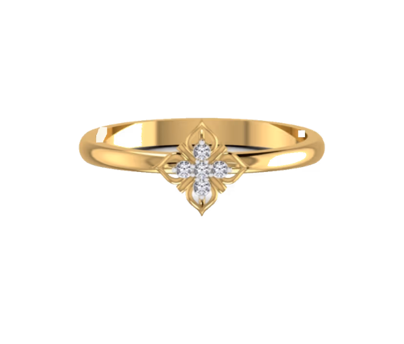 Solitaire diamond ring with knife-edge band detail.