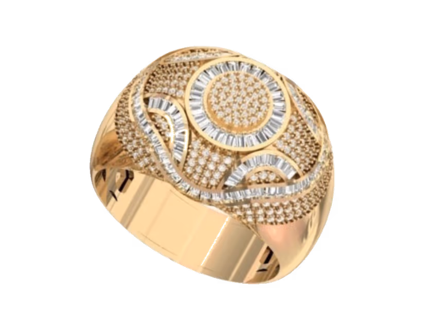 Hip-hop — iced rings, custom pendants, tennis chains
