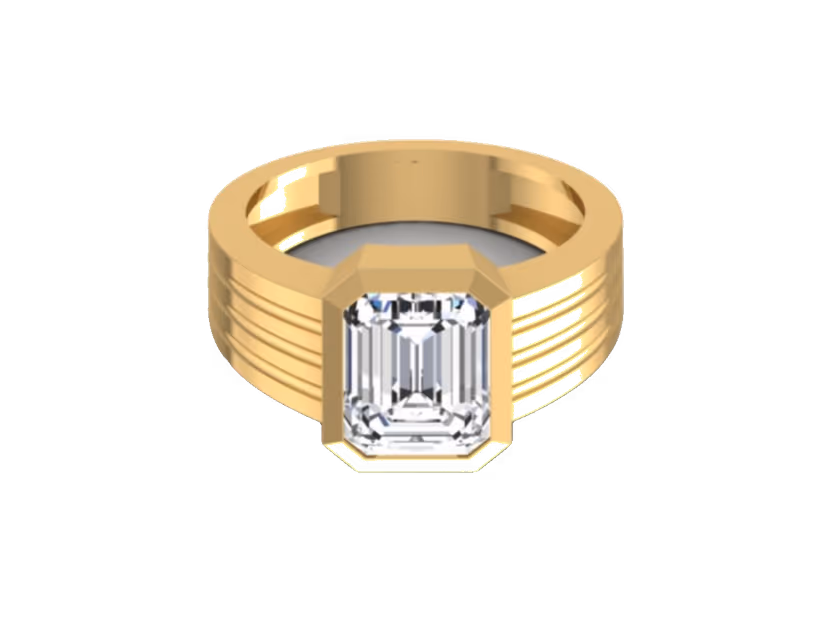 Emerald-Cut Bezel Signet — 14K Yellow