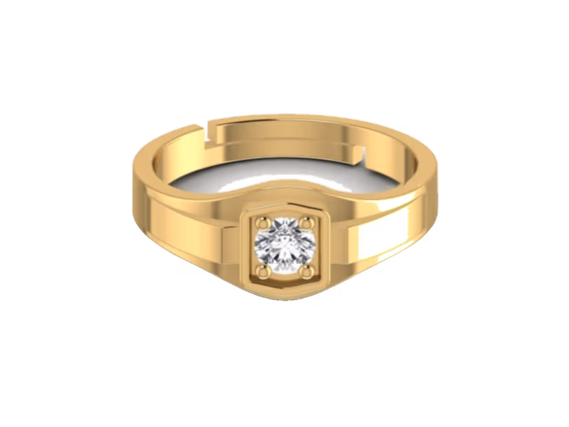 Hexagonal bezel solitaire, bold geometric frame