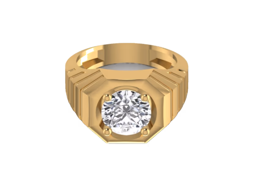 Large round bezel, stepped geometric band