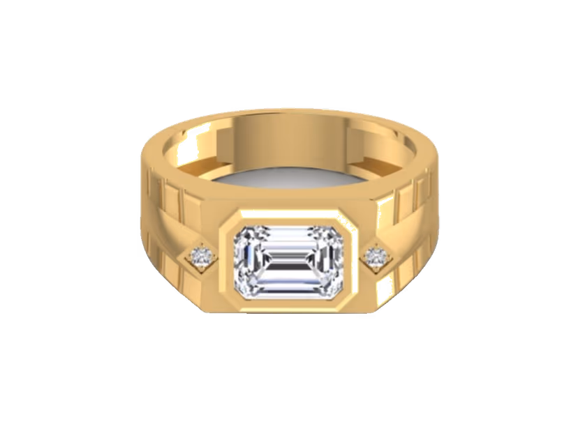 Three-stone emerald cut, trending toi-et-moi style