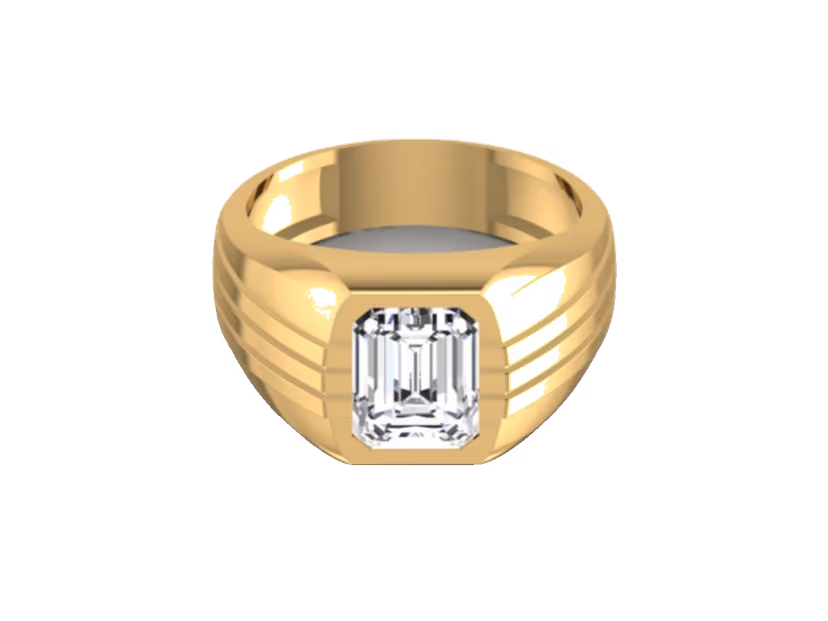 Emerald-Cut Grooved Shoulders