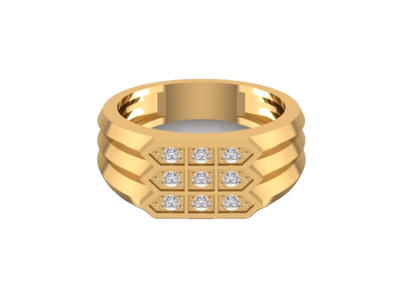 3x3 Grid Pavé Signet