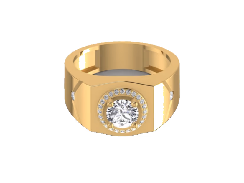 Round halo statement ring, 1ct+