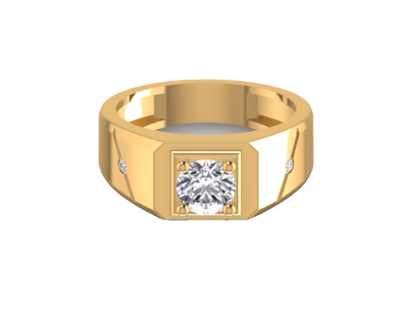 Square frame with round center and side stones