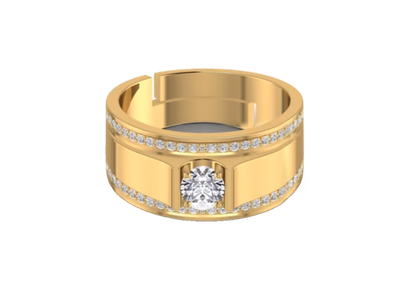 Center solitaire with pavé channel sides