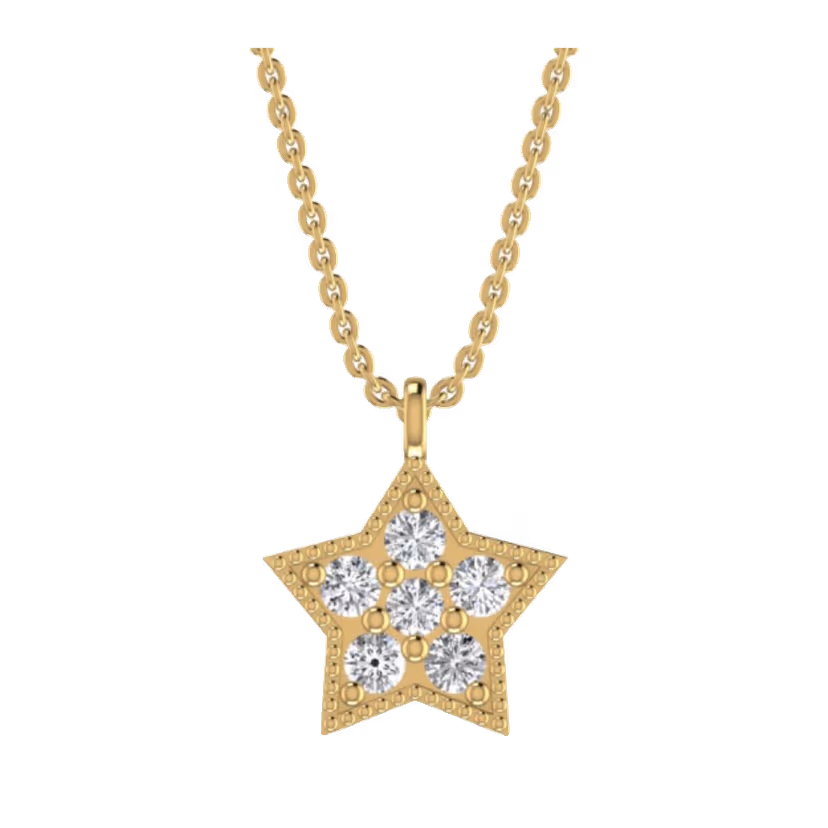 Tiny bezel-set round station pendant on a delicate cable chain.