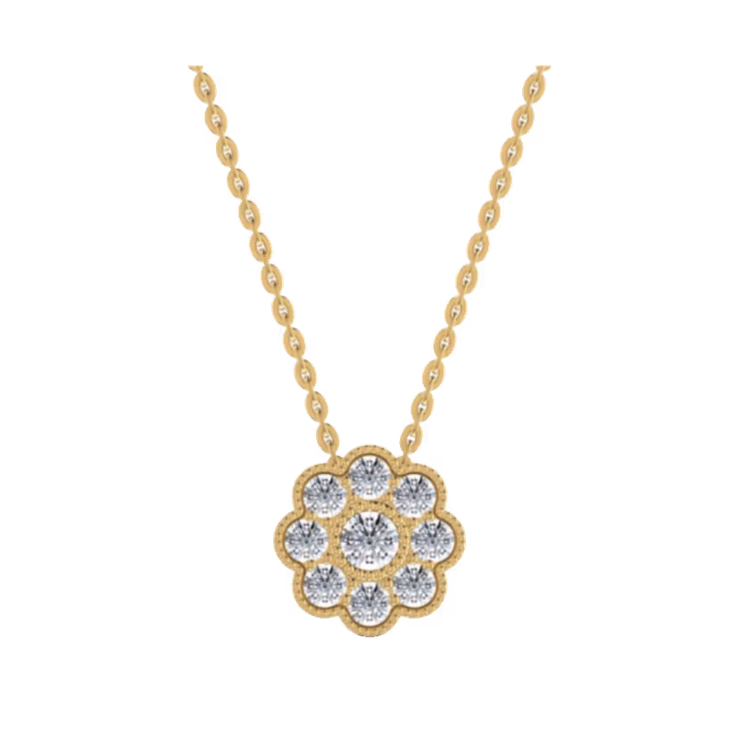 Tiny three-prong solitaire pendant on a diamond-cut chain.
