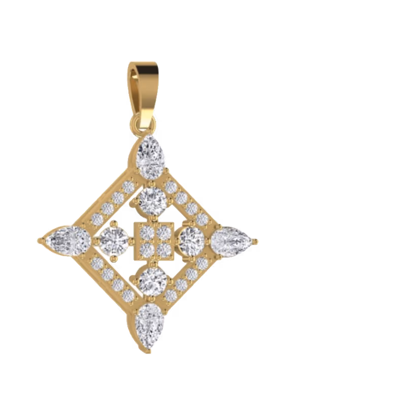 Open four-leaf clover pendant with pavé bordering.
