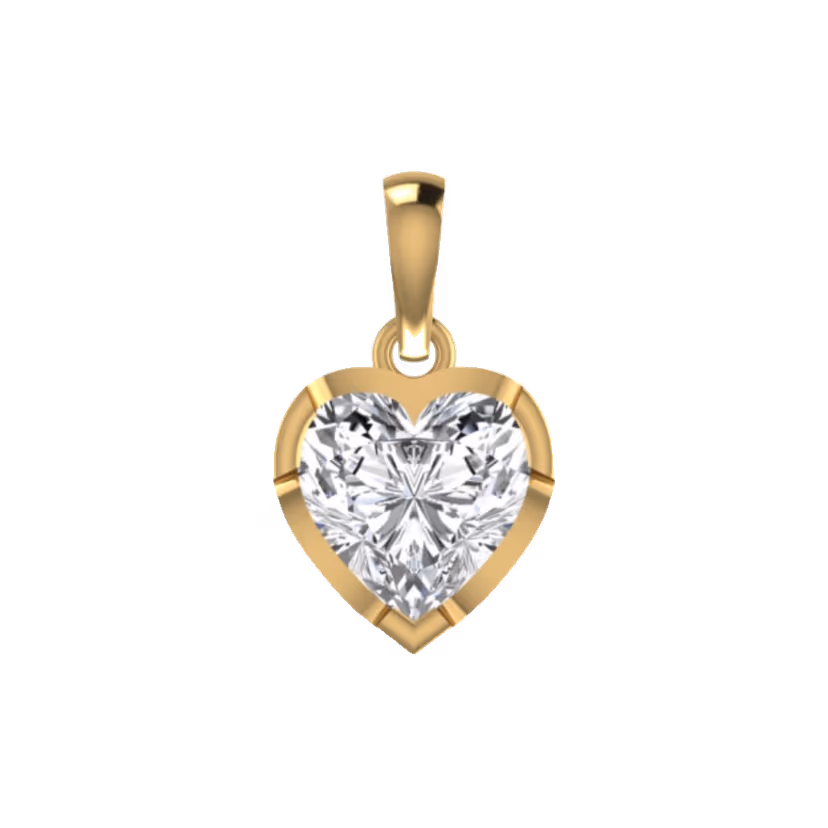 Open-frame pavé heart pendant with prong-set centre diamond.