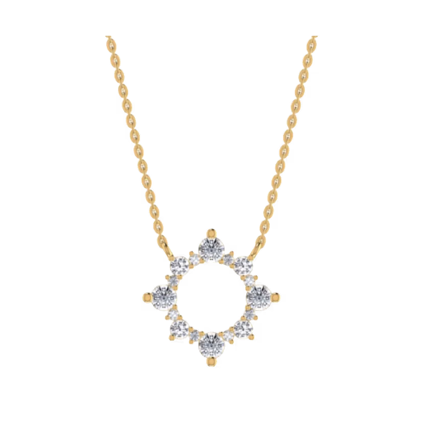 Round halo cluster pendant on slim chain.