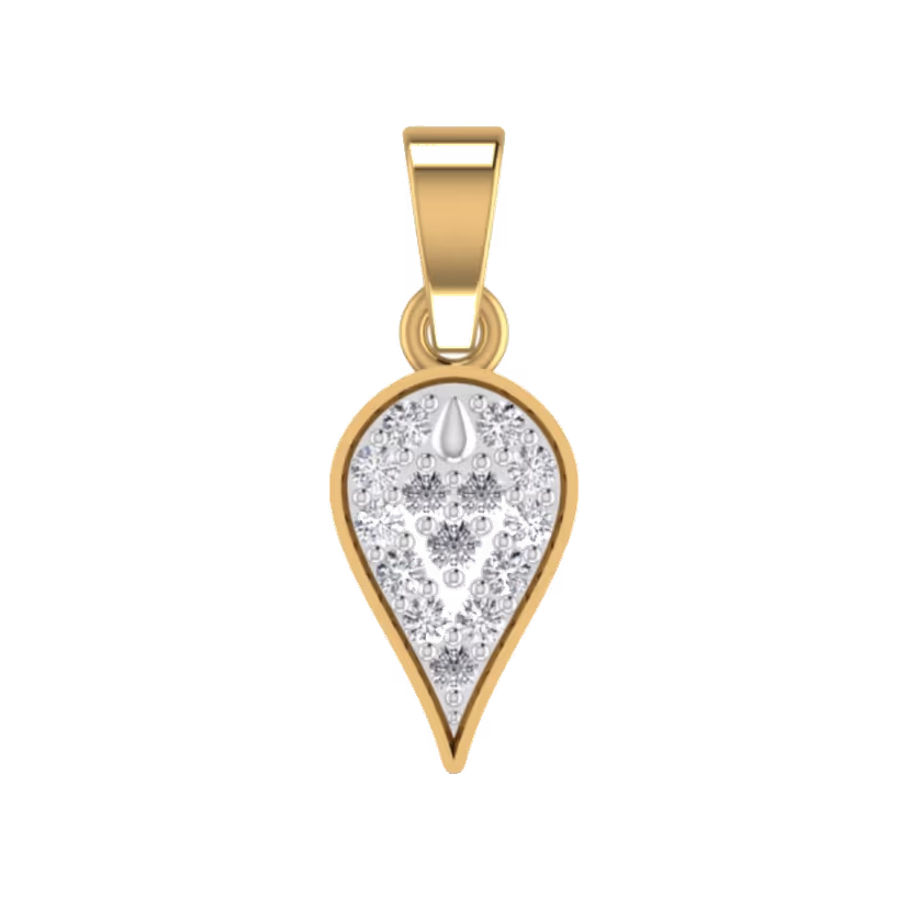Pavé crescent-moon pendant with delicate gold curve.