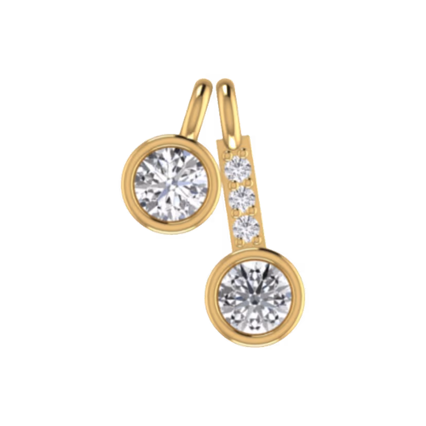 Open-circle ribbon pendant with bezel-set diamond accent.