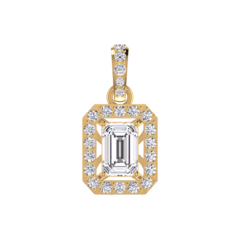 Pavé cross pendant with milgrain edge detail.