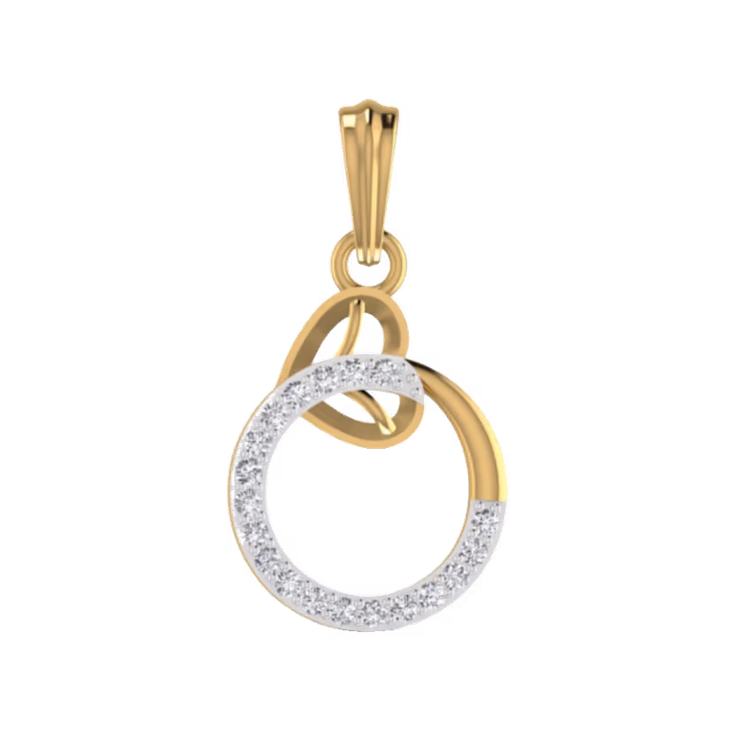 Round halo pendant with subtle cable-bail detail.