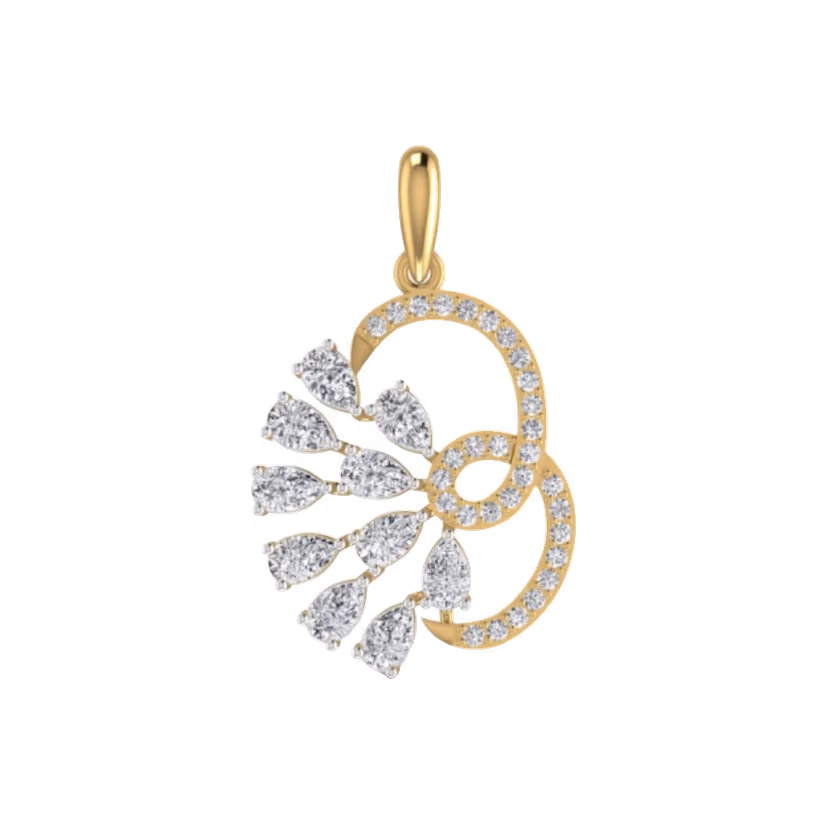 Pavé quatrefoil clover pendant with bordered petals.