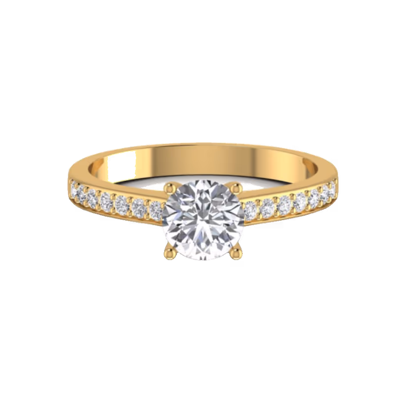 Round Solitaire Ring with Pavé