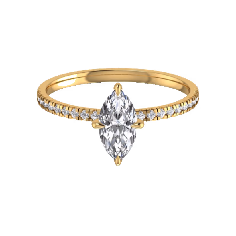 Channel-set diamond ring with even round stations.