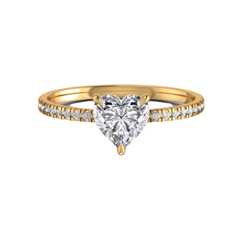 Tapered pavé half-band ring with polished gold edges.