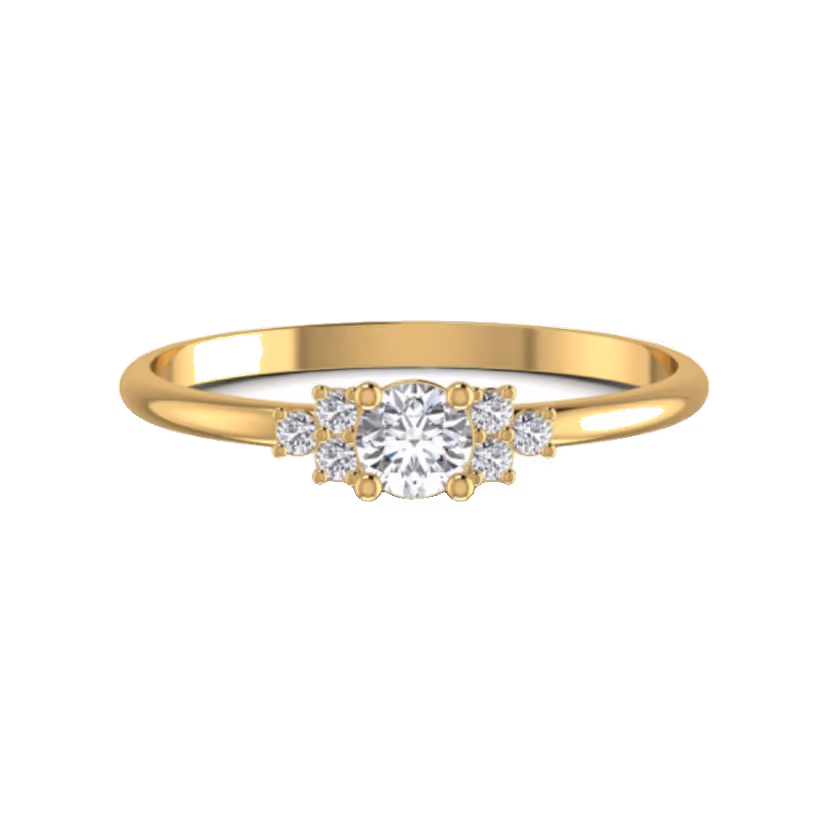Slim pavé station ring with sparse diamond accents.