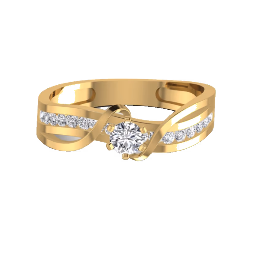 Half-eternity pavé ring with smooth gold underside.