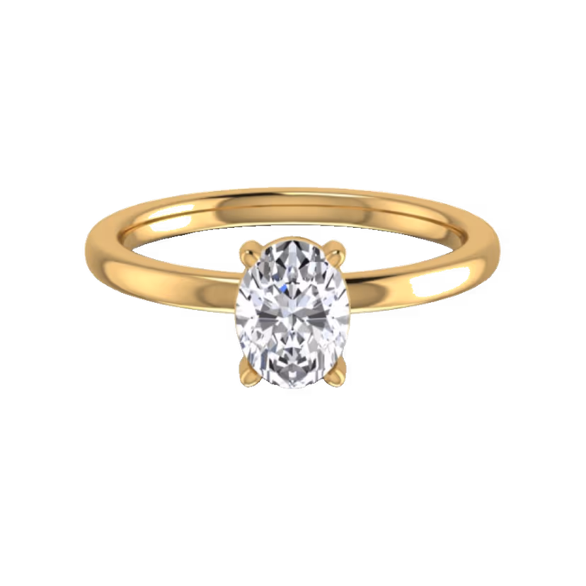 Knife-edge solitaire ring with four-prong setting.