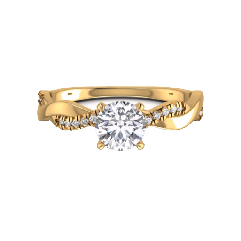 Round bezel solitaire ring on a slim polished band.