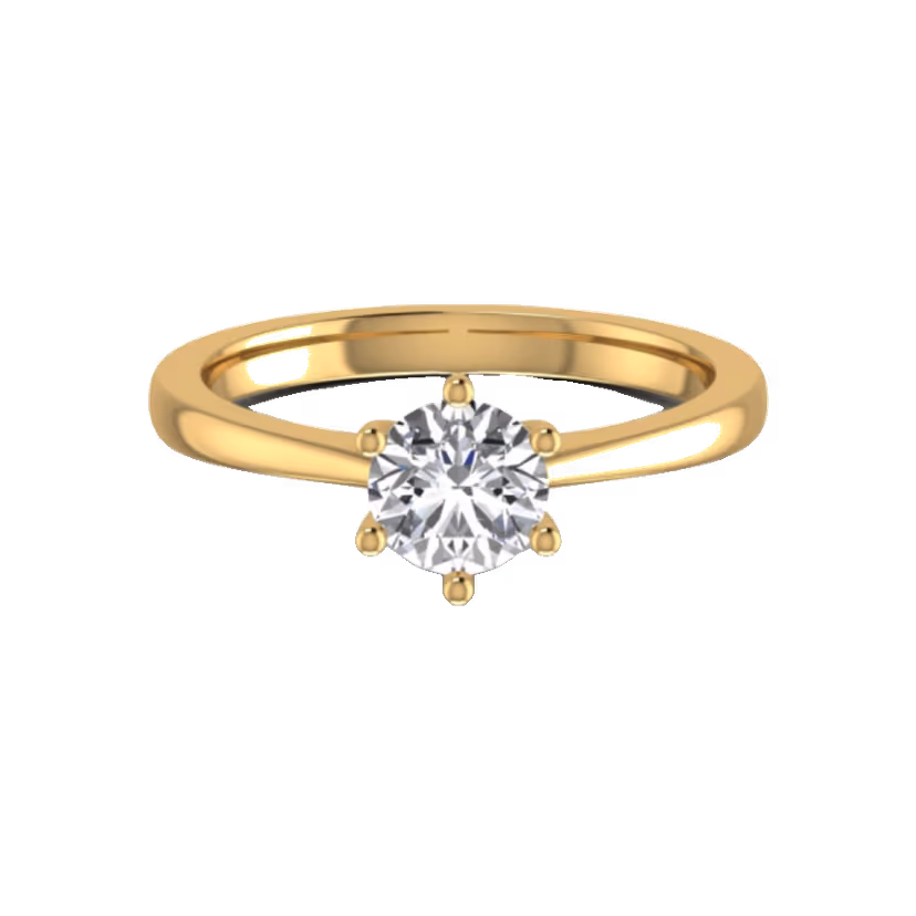 Round halo solitaire ring with smooth narrow shank.