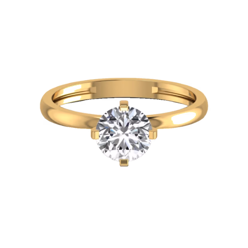 Six-prong knife-edge solitaire ring with tapered band.