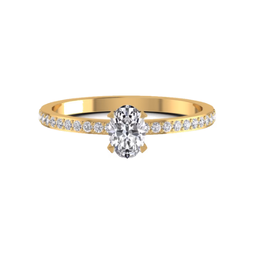 Three-stone cushion-cluster ring with prong-set rounds.