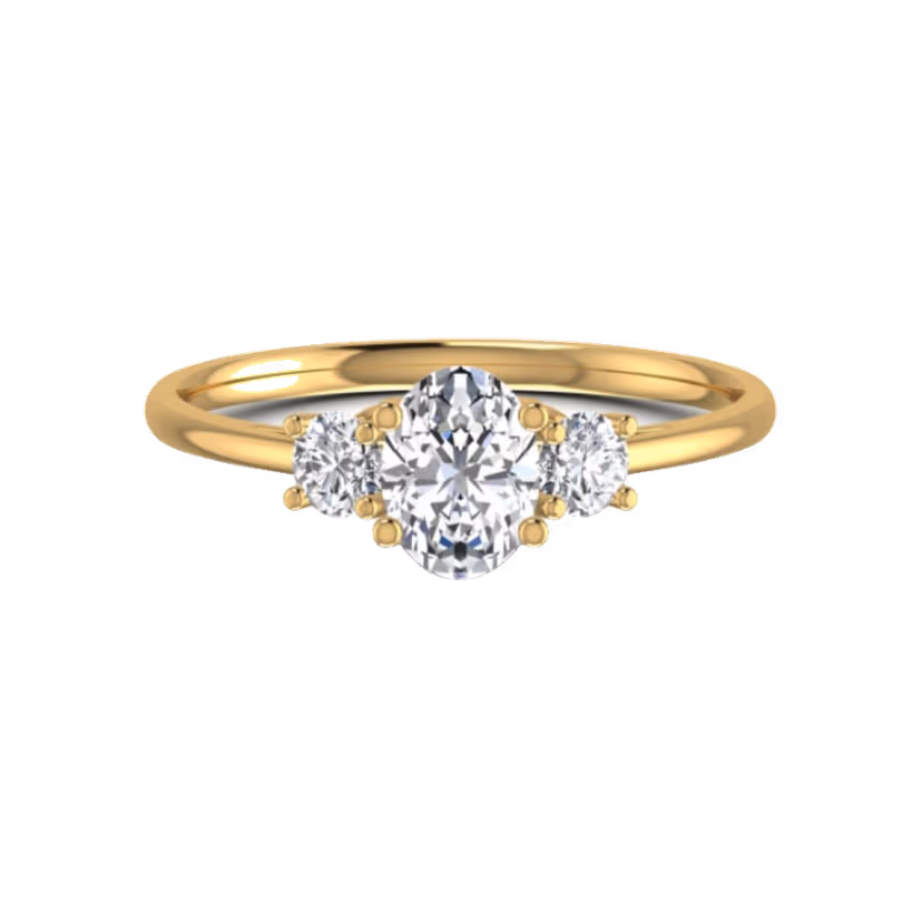 Half-eternity round ring with claw-set diamonds.