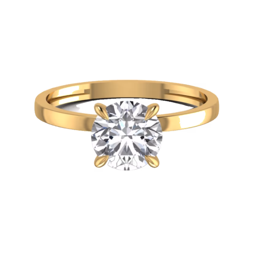 Round halo solitaire ring with pavé inner crown.