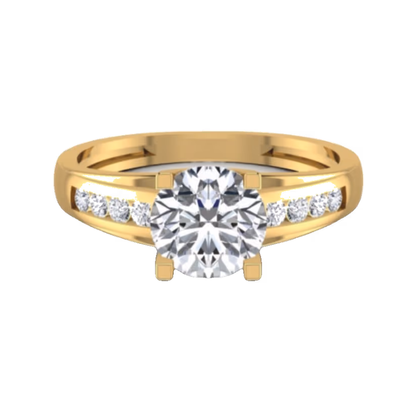 Round halo with pavé shoulders ring and bordered head.