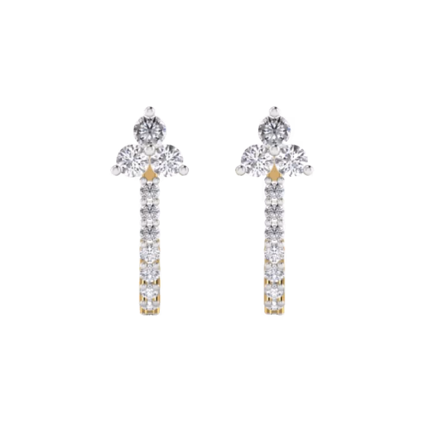 Round halo studs with pavé inner ring and slim outer rim.