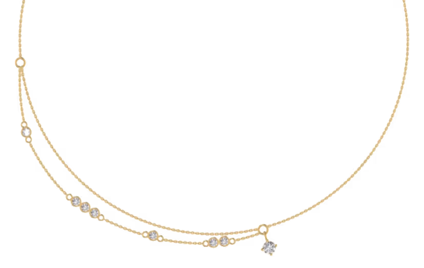 Single-pendant solitaire necklace with bezel centre.