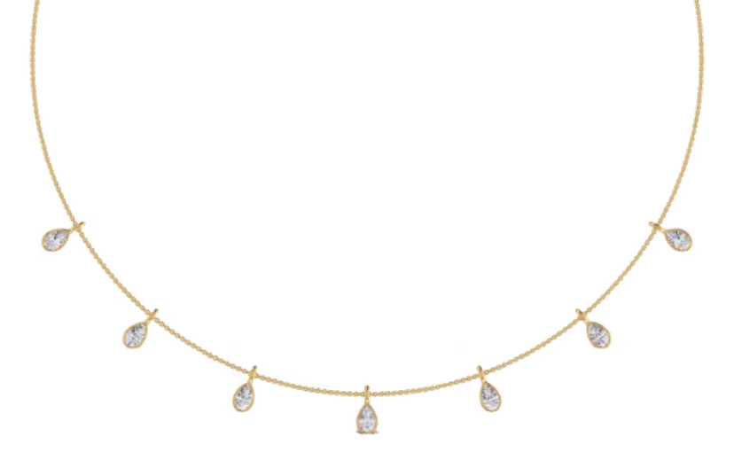 Slim diamond bar necklace with horizontal pavé station.