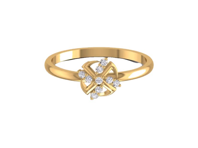 Mid-weight 1.58g band with a 0.09ct round accent