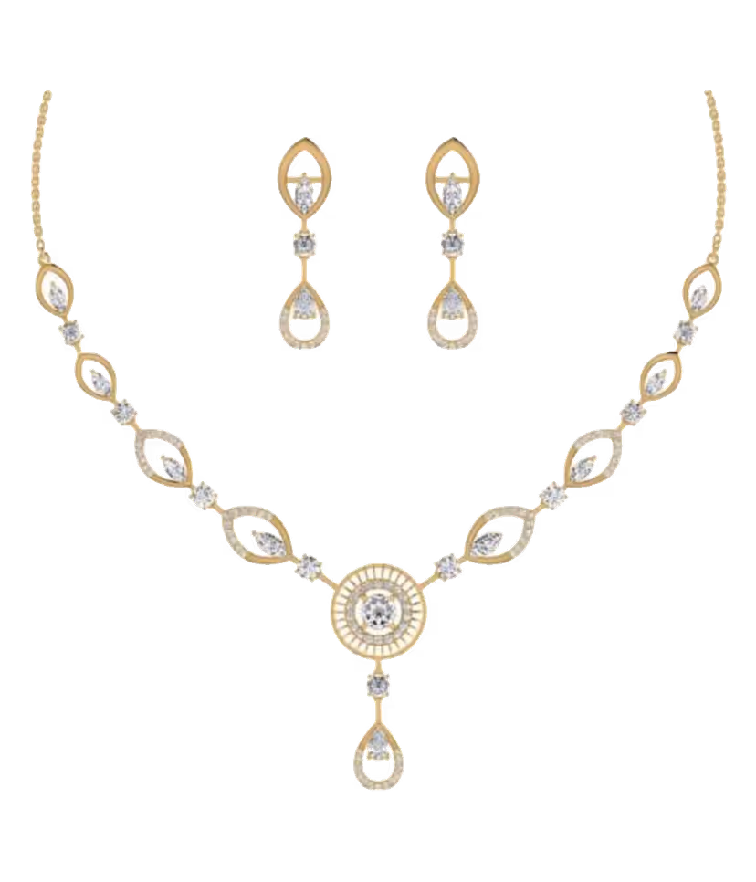 Diamond Drop Center Pendant Set