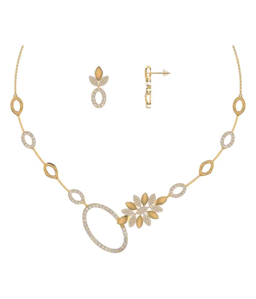 Geometric Leaf Scallop Necklace